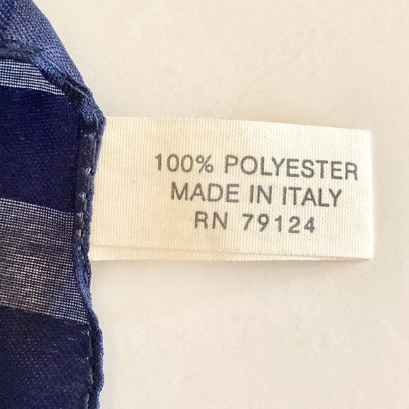 Vintage Blue Roses Rose Flower Scarf Floral 20 X 20" Made in Italy Chiffon Green - Picture 15 of 16